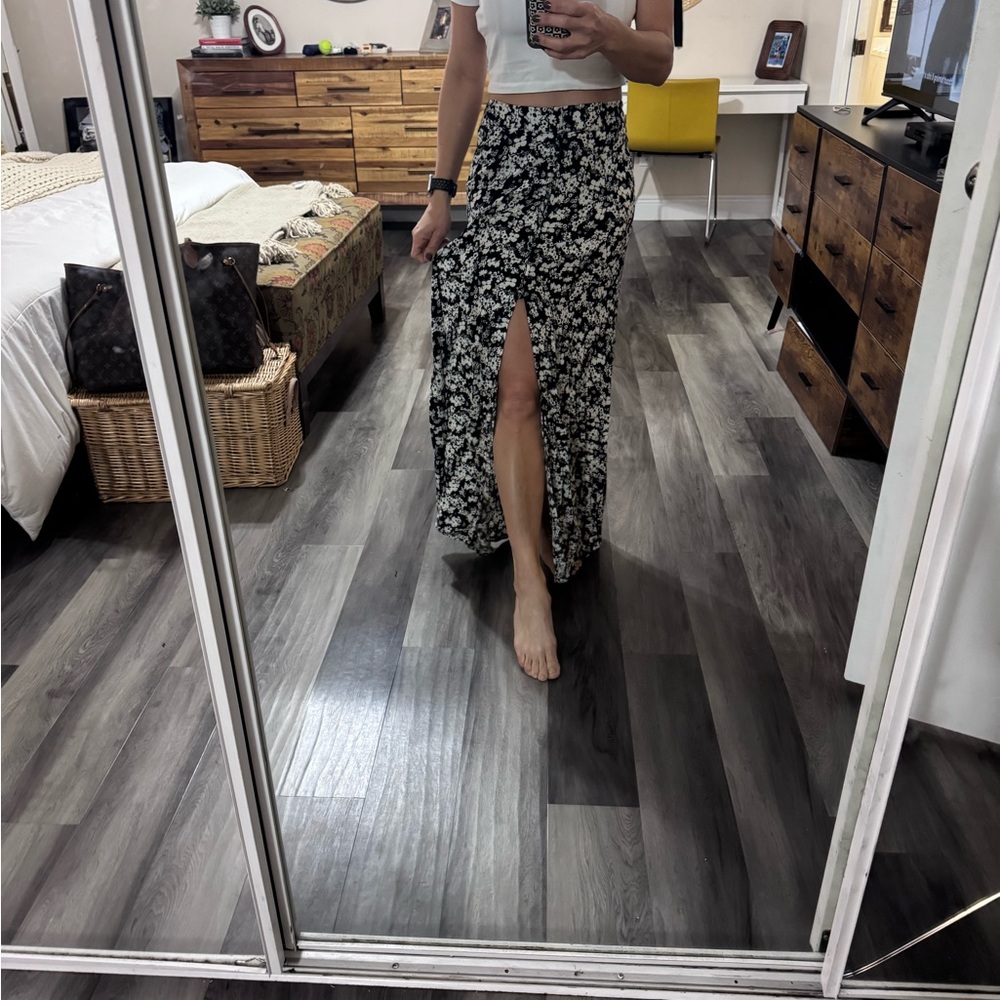 Floral Black and White Women's Skirt